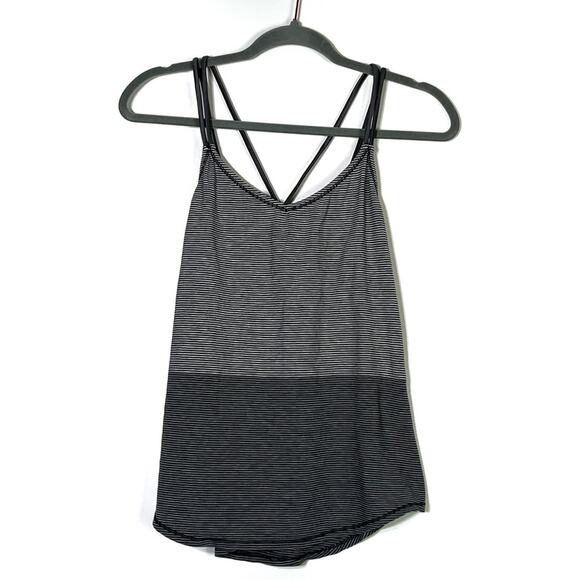 LULULEMON Breezy Tank Divided Stripe Heathered Light Grey/Dark Grey EUC - Picture 1 of 7